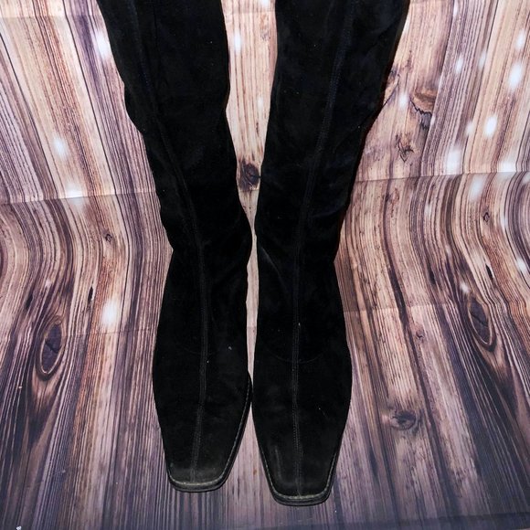 Stuart Weitzman Black Suede Boots Size 7 - Picture 1 of 5